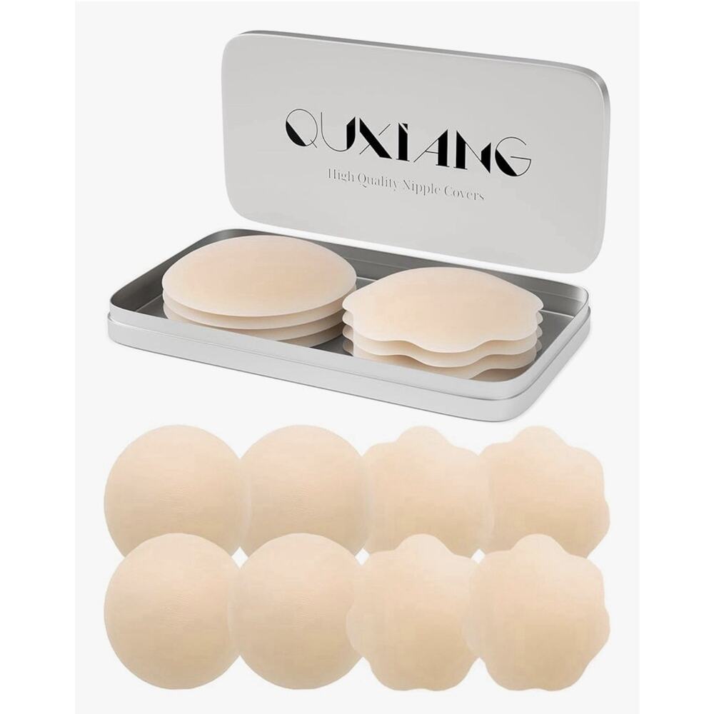 QUXIANG 4 Pairs Pasties Women Nipple Covers Reusable Adhesive Silicone